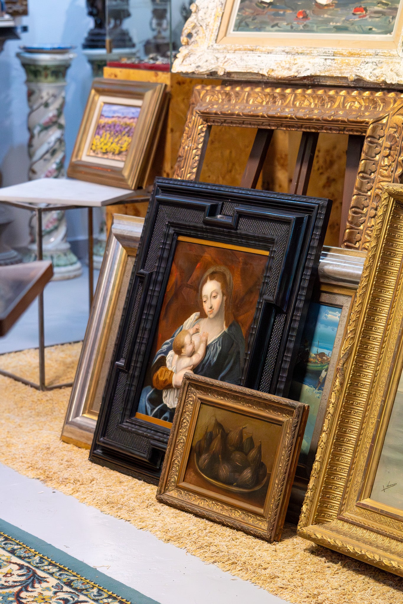 Pintura Virgen con El Niño S.XVII